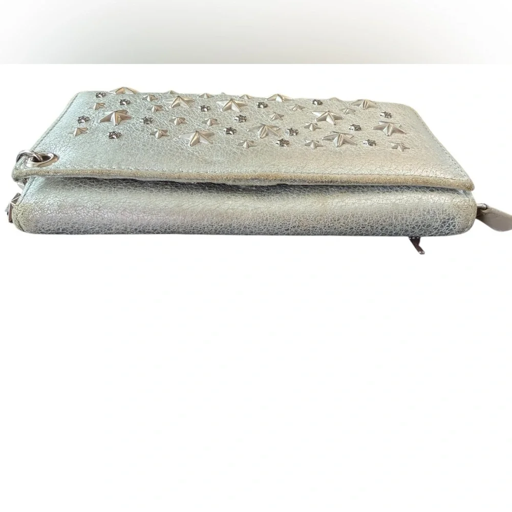 Jimmy Choo Metallic Leather wallet with interior d rings- see callouts